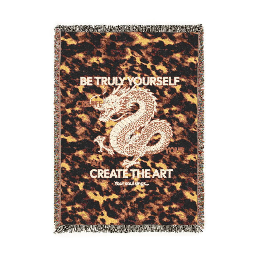 Gold Dragon Tortoise shell Woven Blanket | Spiritual Zen Home Throw