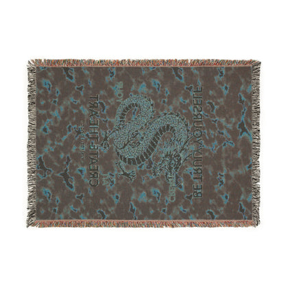 Gold Dragon Tortoise shell Woven Blanket | Spiritual Zen Home Throw