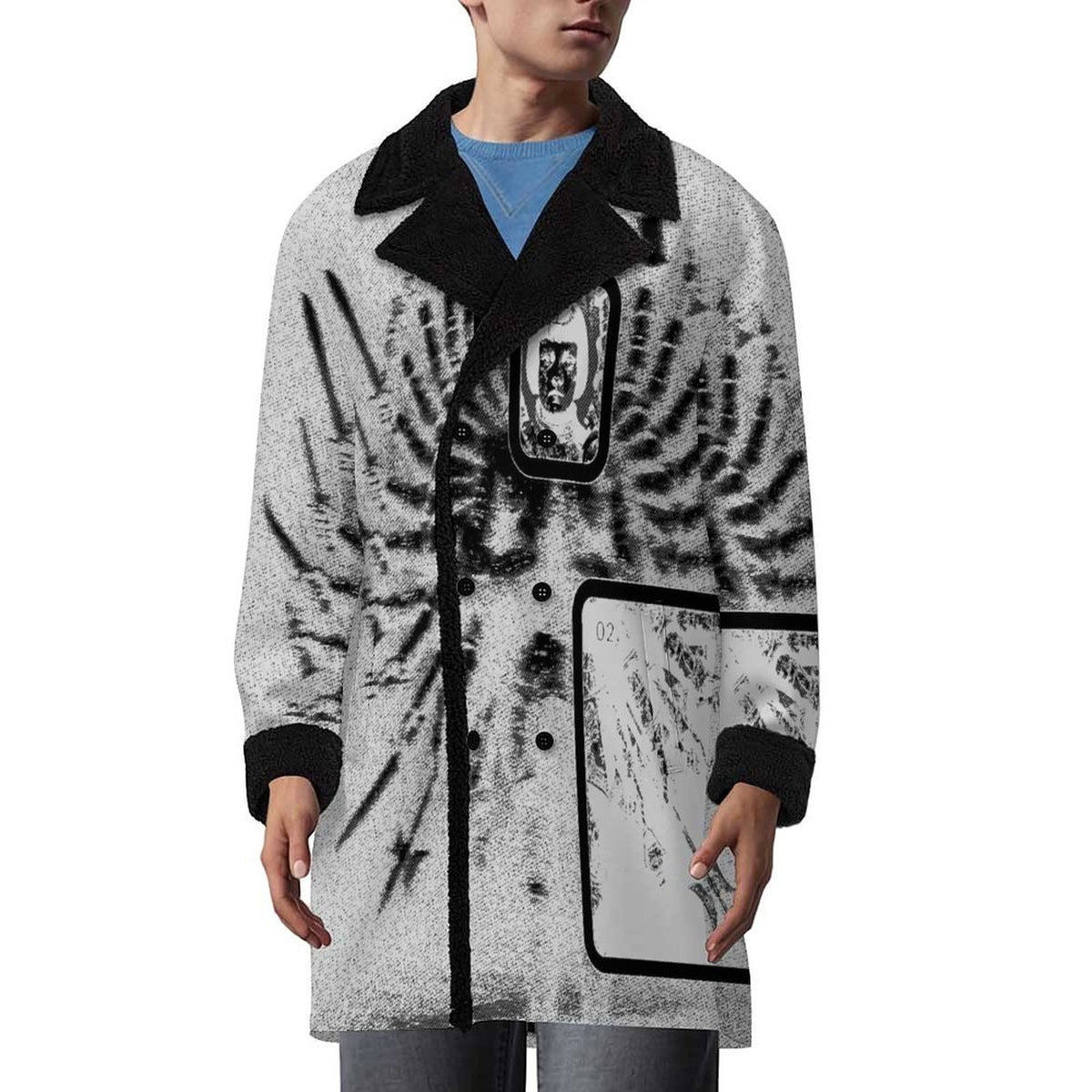 Double Breasted Suit Collar Trench Coat(All-Over Printing)
